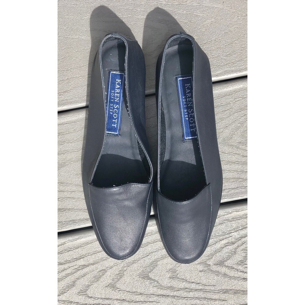 Karen Scott SLY Size 7M Black Leather Upper Shoes Women's Loafers